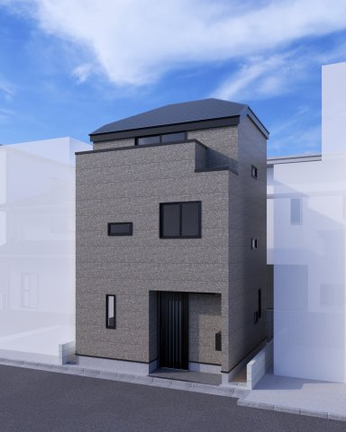 【外観パース】 | ～インフィーア Vol. 71　渋谷区幡ヶ谷３丁目　ブランド新築戸建て～ | 気品と格調を演出する外観、街並みに溶け込む洗練された佇まい