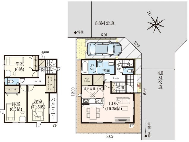 三郷市　戸ケ崎1丁目　新築戸建　　全1棟の間取り|間取図です