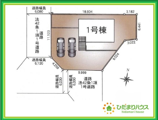 東海村村松第4　新築戸建の区画図|駐車場並列2台分停められます(^^♪