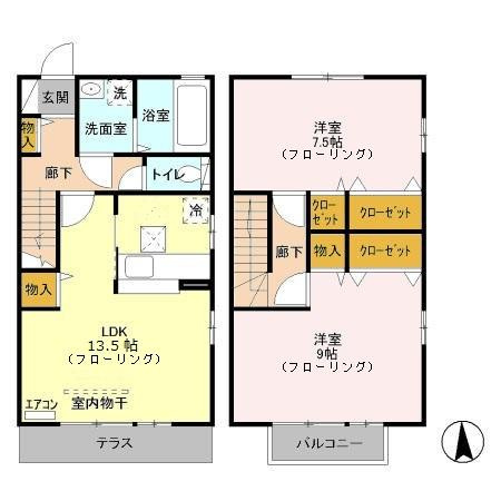 川口市南鳩ヶ谷７丁目のアパートの間取り