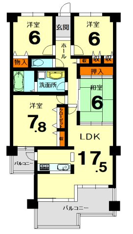 【間取り】 | サンシティ桂坂参番館 | 専有面積94㎡