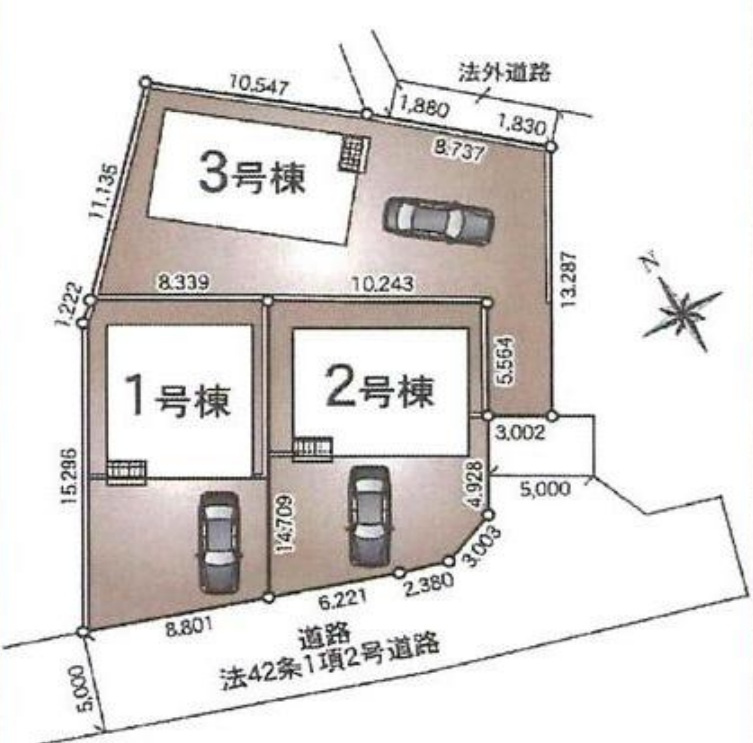 昭島市拝島町3丁目全３棟　新築分譲の区画図|2号棟