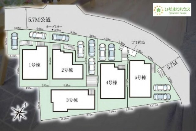 【区画図】 | 我孫子市台田4期　新築戸建　5号棟 | ご家族でお車に乗る方に！駐車場2台分あります！
（5号棟）
