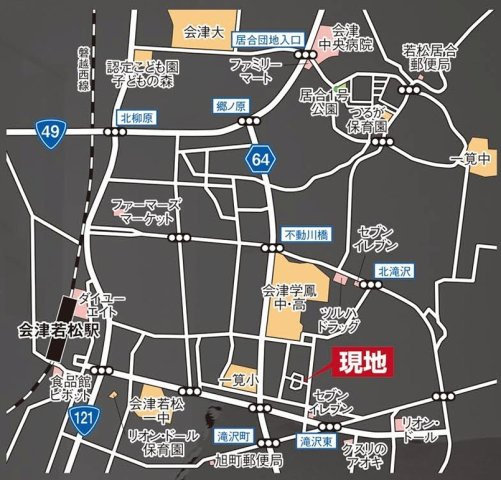 新築戸建・新築建売　会津若松市山見町　一箕小・一箕中の地図