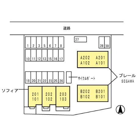 プレールＳＥＧＡＷＡ　B棟の区画図