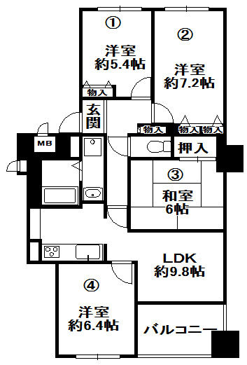 【間取り】 | 三田カルチャータウン・リフォレJ棟604号室 | 間取りです