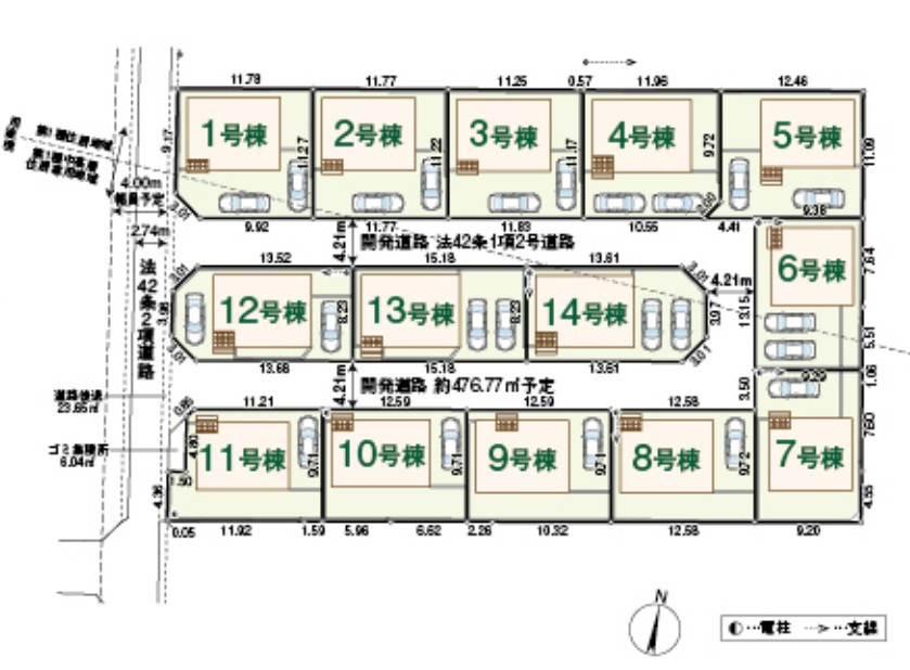 飯能市双柳第37全14棟　新築戸建　クレイドルガーデンの区画図