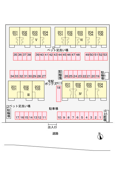 クラール　Ⅴの区画図|駐車場