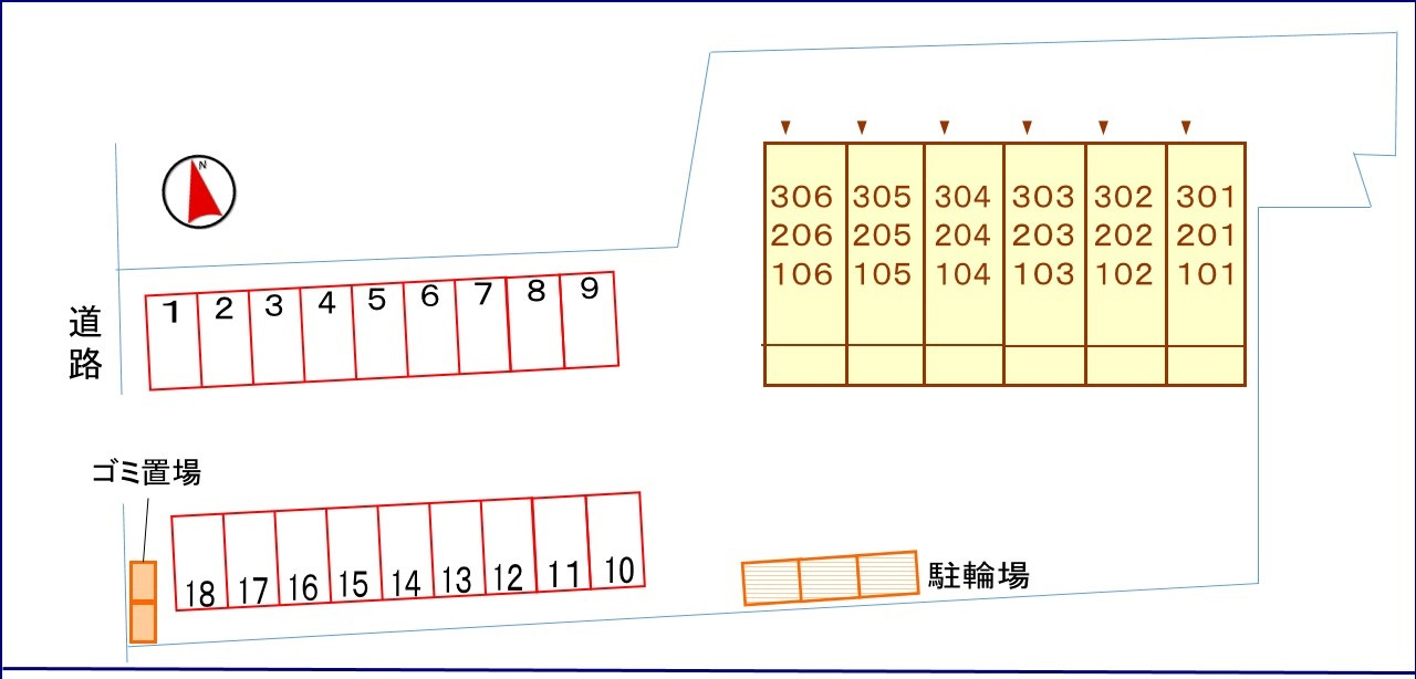 ヴィラドムスの区画図|駐車場