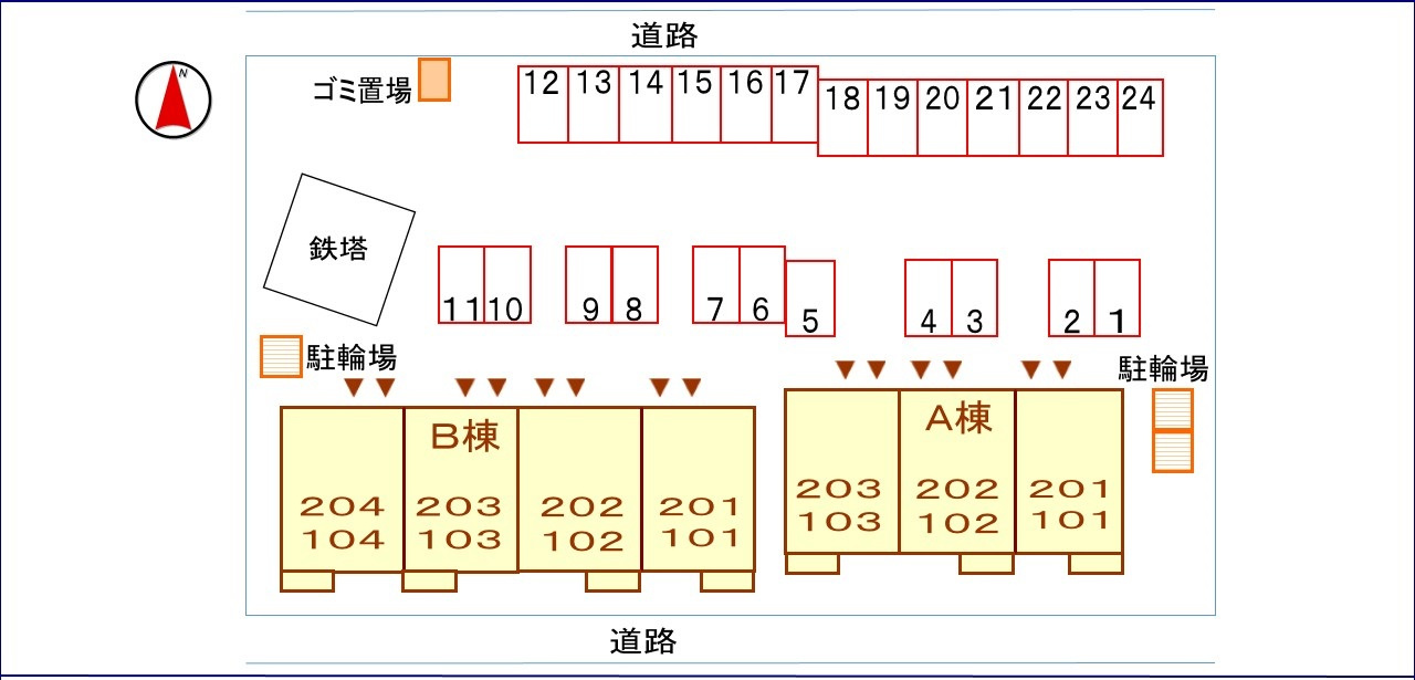 コリーナ木田余Ⅰの区画図|駐車場