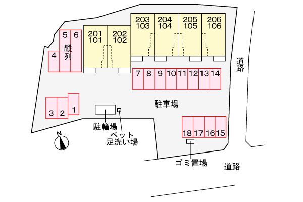 ココフルールの区画図|駐車場