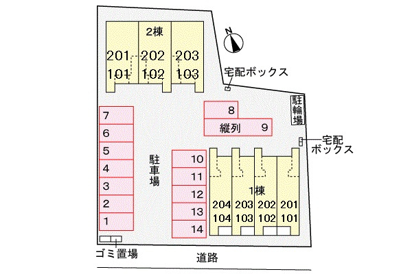 ラ・リーバンベルＢの区画図|駐車場