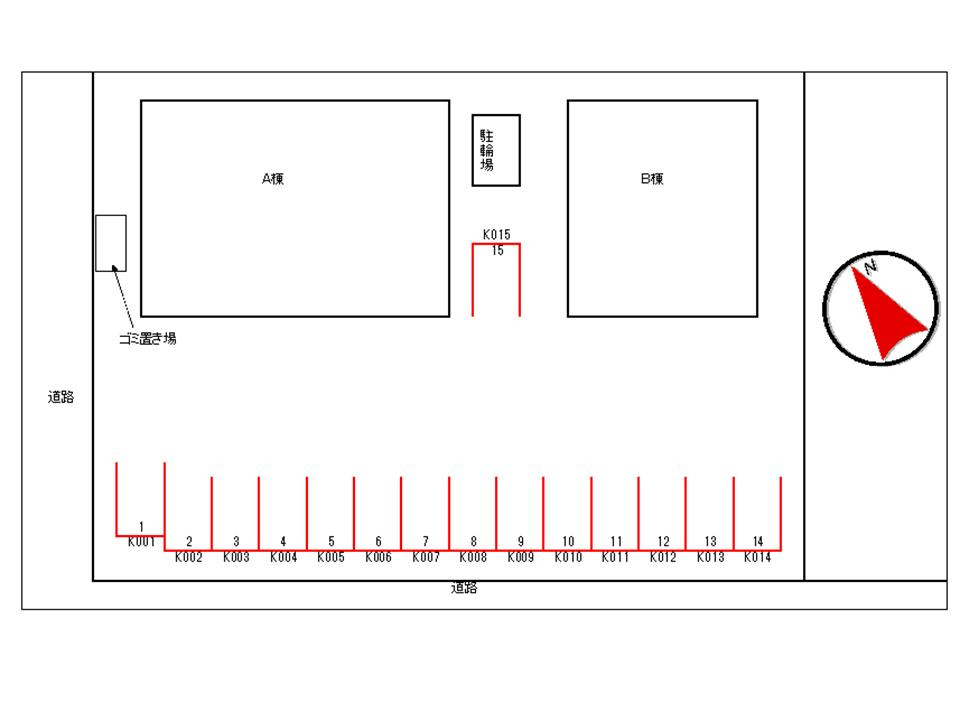 ルヴェ・デュ・ソレイユⅡＢの区画図|駐車場