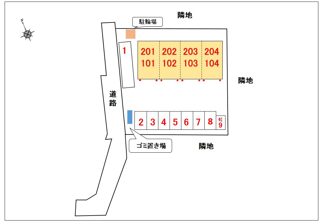 ブリーゼの区画図|駐車場
