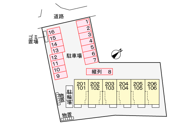 パラディの区画図|駐車場