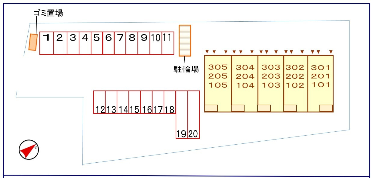 ルミエール　コートの区画図|駐車場