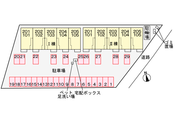 ルミナーレ荒川沖　Ⅱの区画図|駐車場