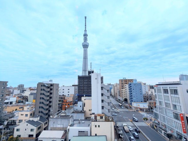 サンサーラ第二吾妻橋の展望|～スカイツリーが望める玄関からの眺望写真～