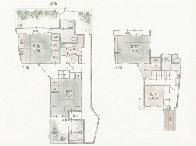 石塀小路 格式を継承する京町家の間取り
