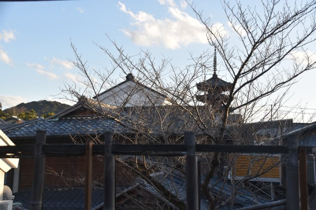 石塀小路 格式を継承する京町家の展望|春には桜と八坂の塔を楽しめます