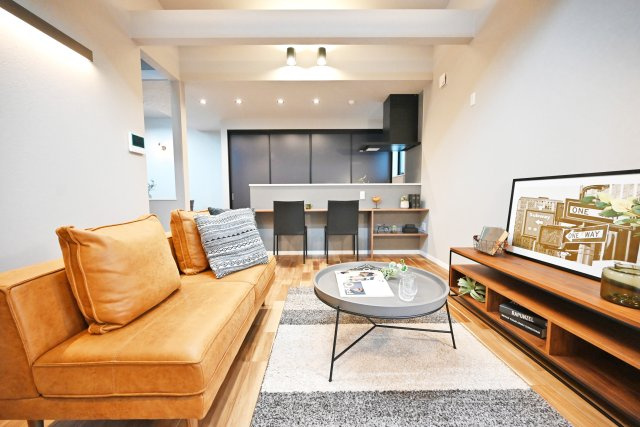 ハッピータウン尼崎市西昆陽3丁目新築一戸建て│3LDK+駐車1台可の内観：施工例|同社施工物件のリビングになります。