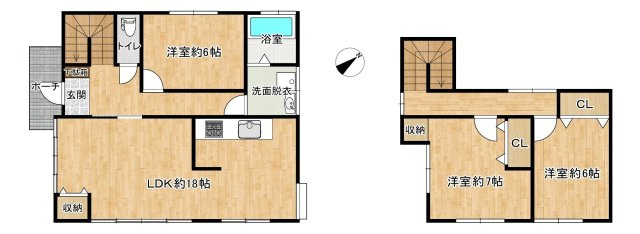 【間取り】 | 大野城市牛頸３丁目　戸建て | リフォームで一回は大きく間取り変更をし、全体的にゆったりとした3LDKに生まれ変わりました
