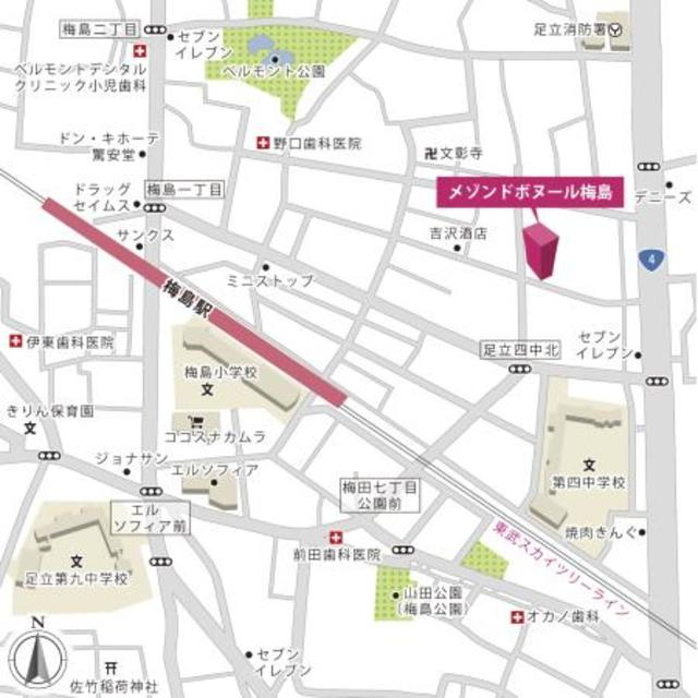 メゾンドボヌール梅島の地図