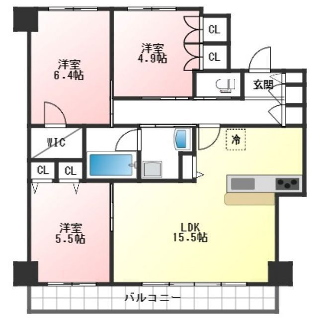 ライオンズ岐阜プレミストタワー35　2607号室の間取り