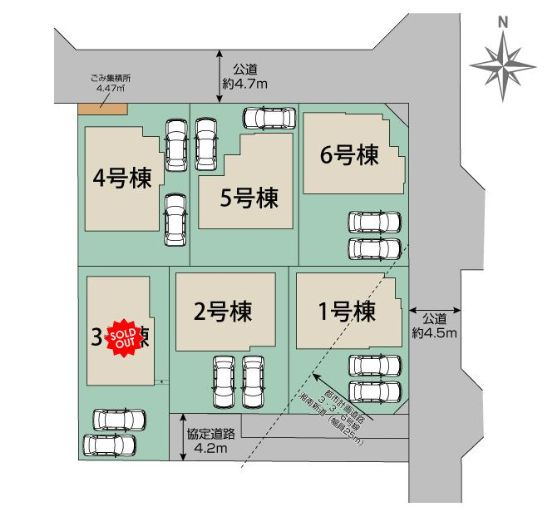 平塚市河内新築戸建て　2号棟の区画図|区画図「平塚市河内新築戸建て」