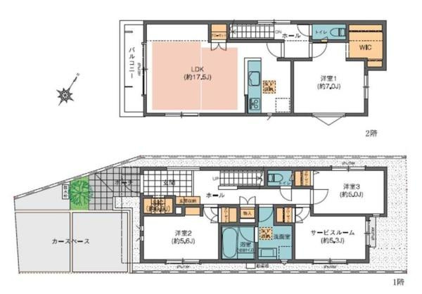 大和市福田２丁目の中古一戸建の間取り