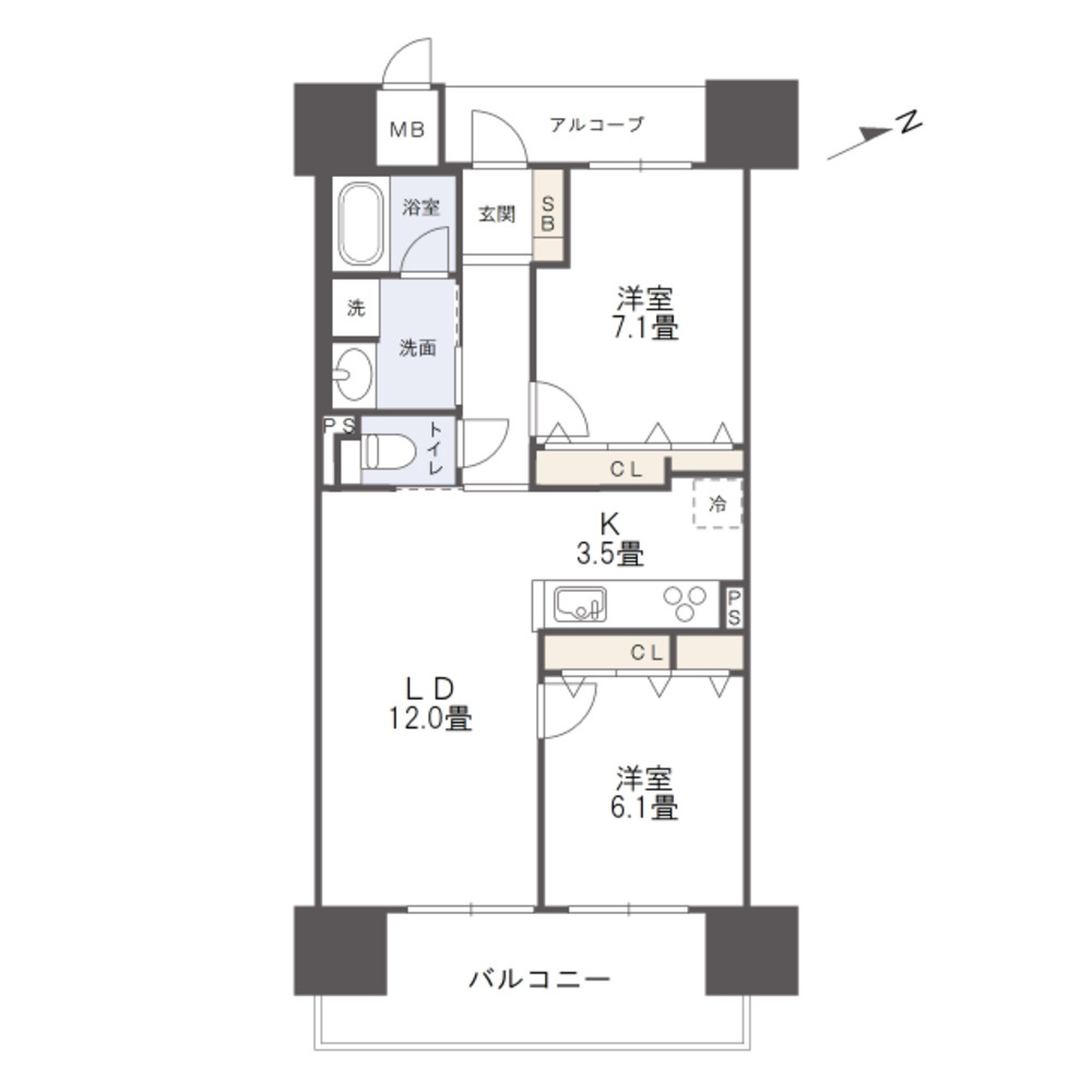 アルファステイツ大学病院通りの間取り
