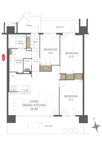 【間取り】ガーデンコート西の原１号棟 