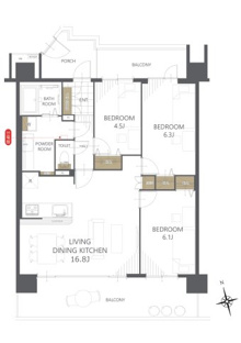 【間取り】ガーデンコート西の原１号棟 