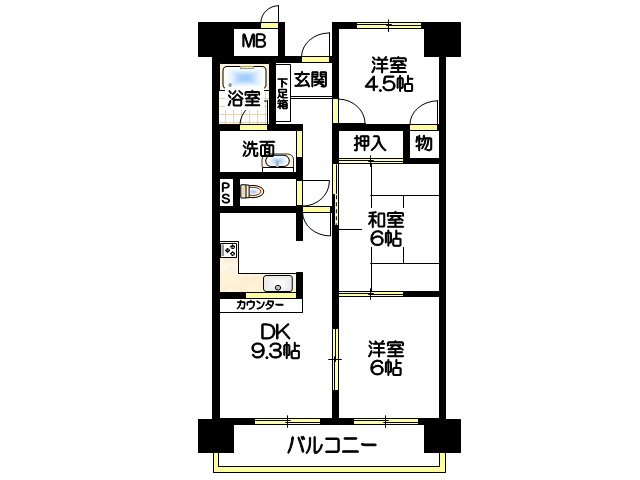 ユタカ第2ビルの間取り|左右反転タイプです