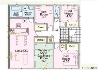【区画図】 | 高崎市箕郷町白川第2　6号棟平屋