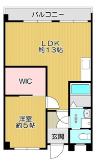 【間取り】 | 武庫之荘パークハイツ | 単身様におすすめのゆったりとした１LDKの間取りです♪広いウォークインクローゼットが魅力です！！