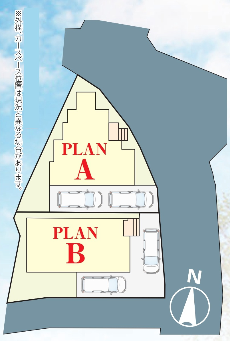 松戸市馬橋新築戸建【馬橋小学校：7分】の区画図|2棟販売中！