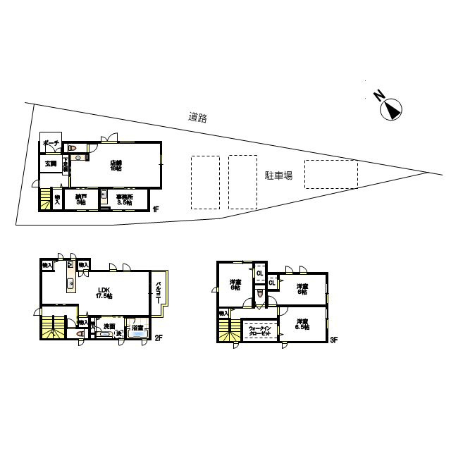 西舞子１丁目店舗付戸建の間取り