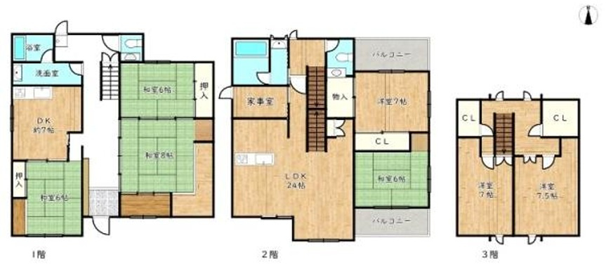 姫路市奥山　　中古戸建の間取り