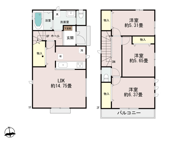 神戸市垂水区霞ヶ丘新築戸建てのその他|２号棟間取り