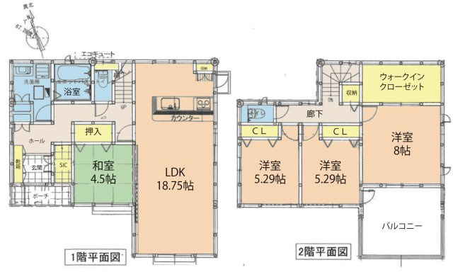 広島市安佐北区安佐町大字くすの木台　新築一戸建ての間取り
