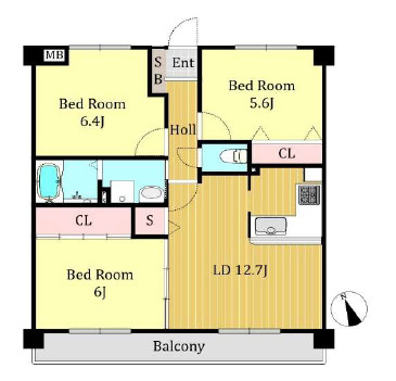 【間取り】 | プレステージ明石魚住Ⅲ　3階 | 3LDKです。