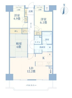 【間取り】 | サンヴェール橋本ツインタワー ステージ２ | 南向き　3LDK　２面採光　和室　
