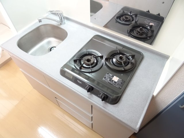 セレ・ＴＫハイツのキッチン|2口コンロ付きミニキッチン