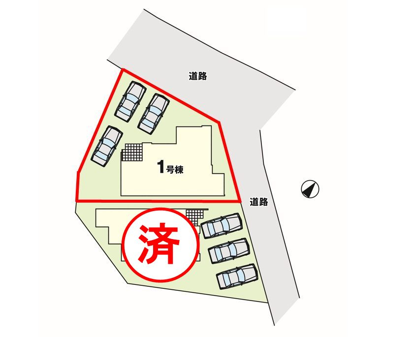 郡山市富久山町八山田字一本橋　　　  １号棟　　　明健小学校、明健中学区　の区画図