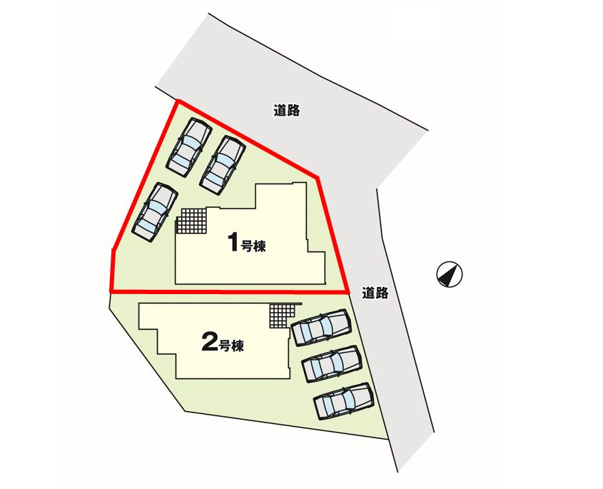 郡山市富久山町八山田字一本橋　　　  １号棟　　　明健小学校、明健中学区　の区画図