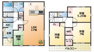 【間取り】 | グラファーレ宇都宮市雀の宮5期　2号棟 | 南向きで陽当たりの良い間取りです