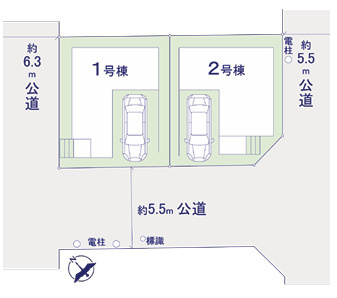 福岡市東区千早２期　2号棟の区画図