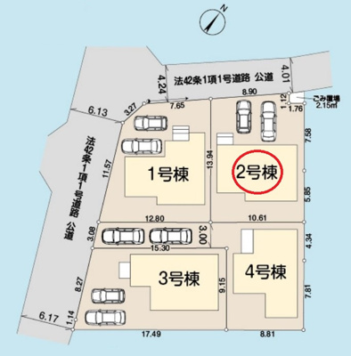 【区画図】 | 所沢市北野南1丁目 全4棟 2号棟
