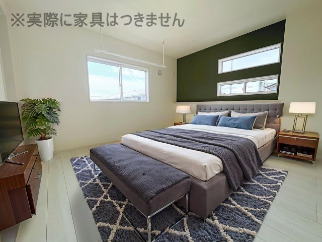 新築戸建・新築建売　郡山市芳賀三丁目　芳賀小・第四中の洋室|画像はバーチャルホームステージングの加工による演出で、実際の家具は付きません。